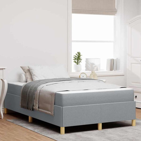 vidaXL Cadre de lit avec matelas Gris clair 120 x 190 cm tissu