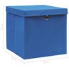 vidaXL Bo&icirc;tes de rangement avec couvercle 10 pcs Bleu 32x32x32cm Tissu