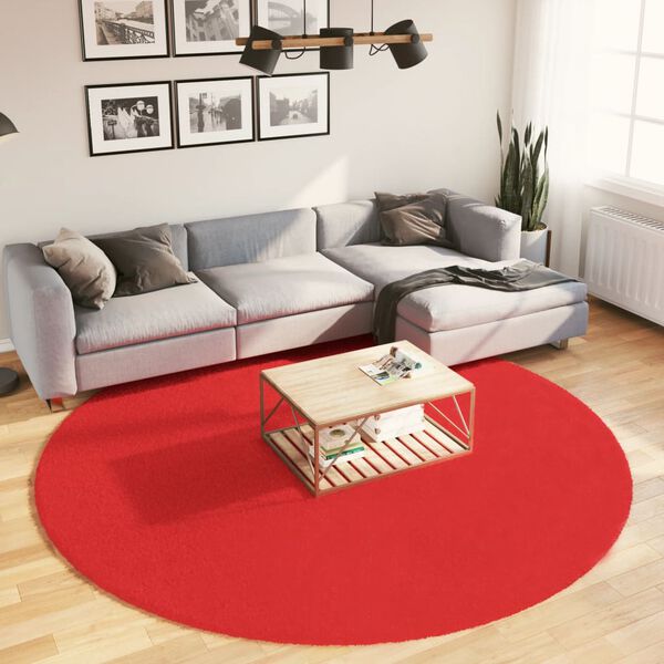 vidaXL Tapis OVIEDO &agrave; poils courts rouge &Oslash; 240 cm