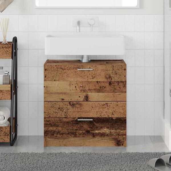 vidaXL Cabinet de salle de bain avec porte Bois Ancien 59 x 37 x 59 cm