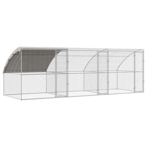 vidaXL Cage &agrave; poules 3 pc Argent&eacute; 600 x 200 x 200 cm Acier et PE
