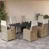 vidaXL Ensemble &agrave; manger de jardin et coussins 7 pcs beige poly rotin