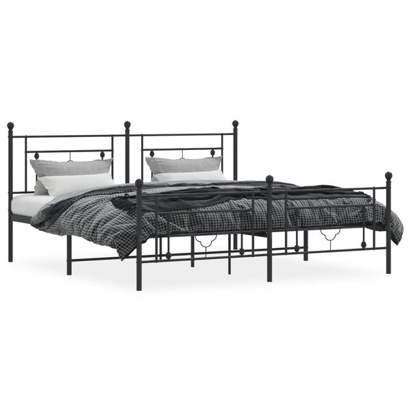 vidaXL Cadre de lit m&eacute;tal sans matelas avec pied de lit noir 183x213cm