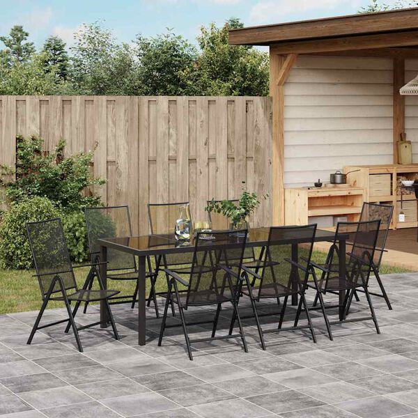vidaXL Ensemble de salle à manger pour jardin 9 pcs Anthracite