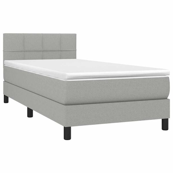 vidaXL Sommier &agrave; lattes de lit avec matelas et LED Gris clair 90x190cm