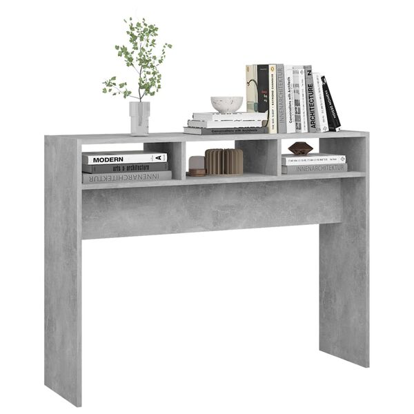 vidaXL Table console gris béton 105x30x80 cm bois d'ingénierie