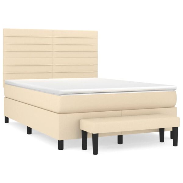 vidaXL Sommier &agrave; lattes de lit avec matelas Cr&egrave;me 140x190 cm Tissu