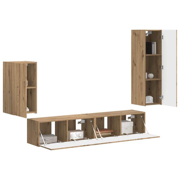 vidaXL Ensemble meuble TV 4 pcs Ch&ecirc;ne artisanal Bois d'ing&eacute;nierie