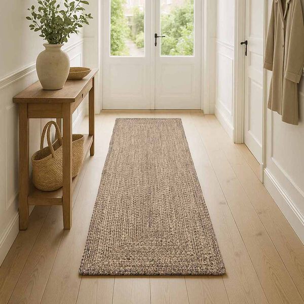 vidaXL Tapis de surface Rectangulaire Naturel et Noir 80 x 300 cm Jute
