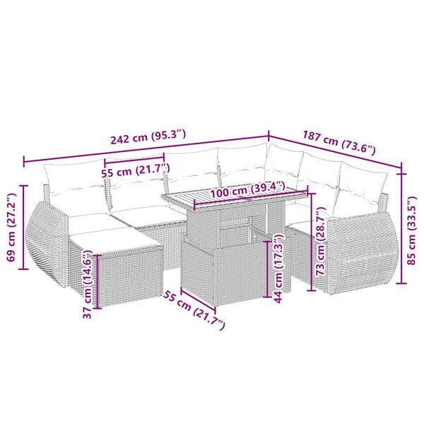 vidaXL Salon de jardin avec coussins 8 pcs beige r&eacute;sine tress&eacute;e