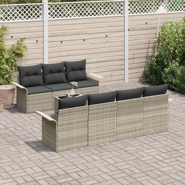 vidaXL Ensemble de canap&eacute; de jardin 8 pcs Gris clair et gris fonc&eacute;
