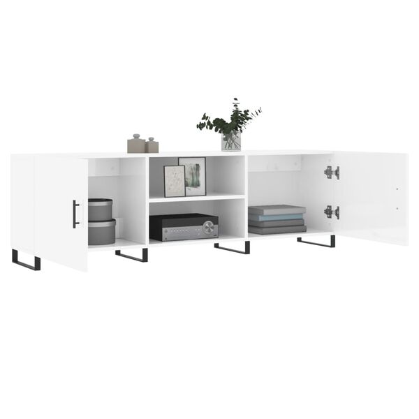 vidaXL Meuble TV blanc brillant 150x30x50 cm bois d'ingénierie