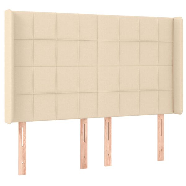 vidaXL T&ecirc;te de lit &agrave; LED Cr&egrave;me 147x16x118/128 cm Tissu