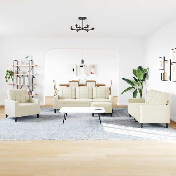 vidaXL Ensemble de canapés 4 pcs avec coussins Crème Velours