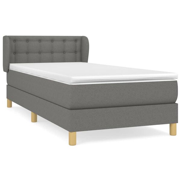 vidaXL Sommier &agrave; lattes de lit et matelas Gris fonc&eacute; 90x190 cm Tissu