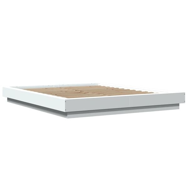 vidaXL Cadre de lit avec lumi&egrave;res LED sans matelas blanc 150x200 cm