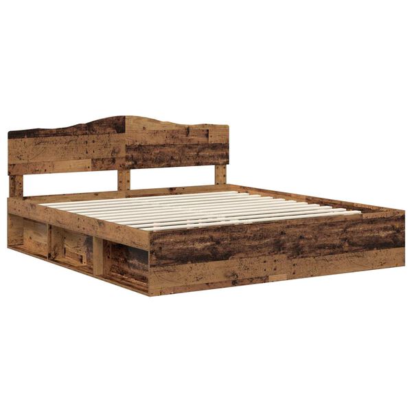 vidaXL Cadre de lit Bois ancien 200 x 200 cm Bois de pin massif