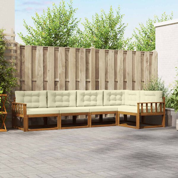 vidaXL Ensemble de canap&eacute;s d'ext&eacute;rieur 5 pcs Naturel et Cr&egrave;me