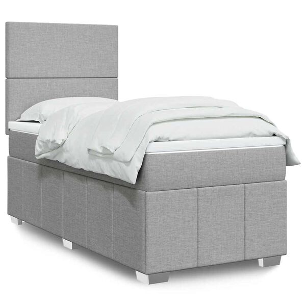vidaXL Sommier &agrave; lattes de lit avec matelas gris clair 80x200 cm tissu