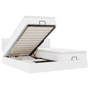 VidaXL Cadre de lit ottoman avec matelas blanc 200x200 cm similicuir