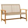vidaXL Banc de jardin beige 112 cm r&eacute;sine tress&eacute;e et bois d'acacia