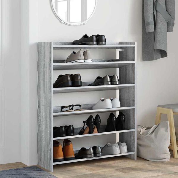 vidaXL &Eacute;tag&egrave;re &agrave; chaussures sonoma gris 80x25x100 cm bois d'ing&eacute;nierie