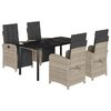 vidaXL Ensemble &agrave; manger de jardin et coussins 5 pcs gris clair rotin