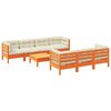 vidaXL Salon de jardin 8 pcs avec coussins marron cire bois pin massif
