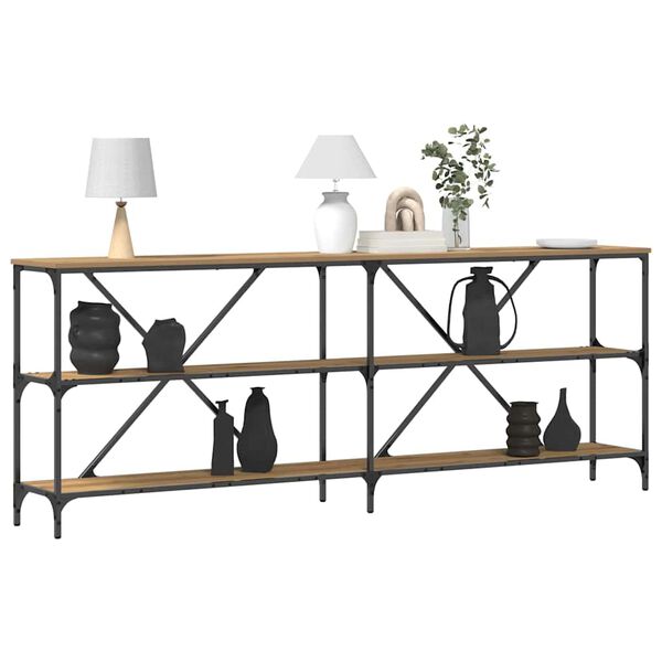 vidaXL Table console Ch&ecirc;ne artisan 200 x 30 x 75 cm Bois d'ing&eacute;nierie