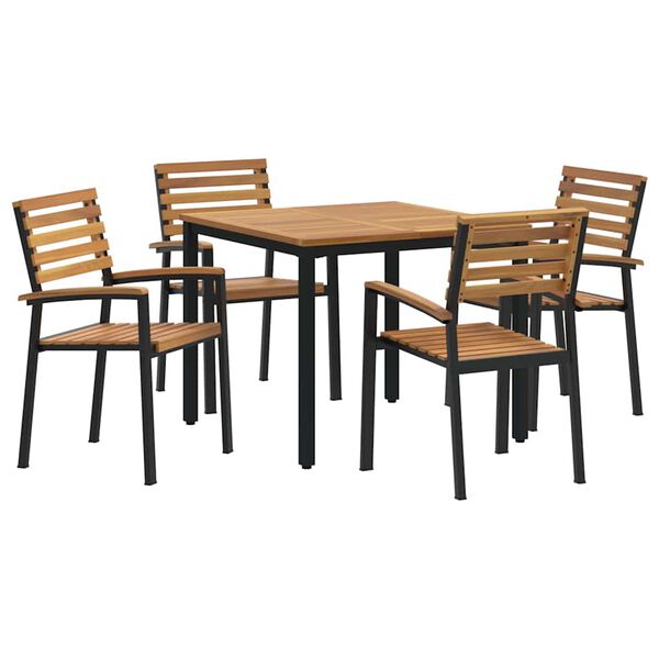 vidaXL Ensemble de salle &agrave; manger pour jardin 5 pcs Noir