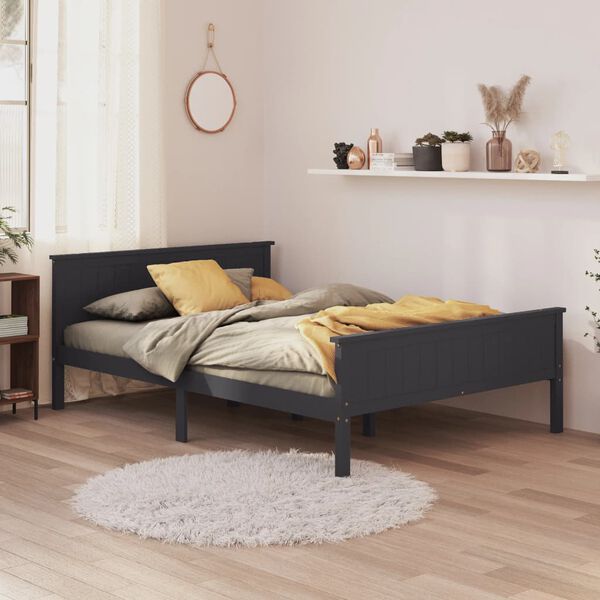 vidaXL Cadre de lit sans matelas bois massif de pin gris 160x200 cm