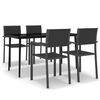 vidaXL Ensemble &agrave; manger de jardin 5 pcs Noir