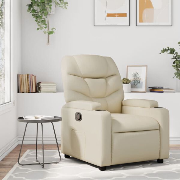 vidaXL Fauteuil inclinable Crème Similicuir