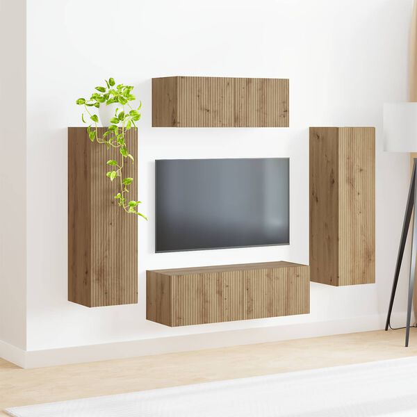 vidaXL Ensemble meuble TV 3 pcs Ch&ecirc;ne artisanal Bois d'ing&eacute;nierie
