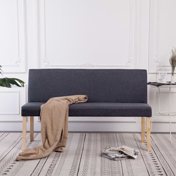 vidaXL Banc 139,5 cm Gris fonc&eacute; Polyester