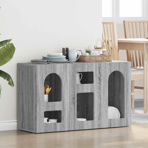vidaXL Buffet Gris Sonoma 100 x 35 x 59 cm Bois d'ing&eacute;nierie