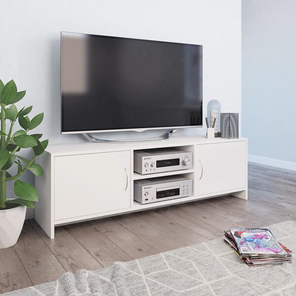 vidaXL Meuble TV Blanc 120 x 30 x 37,5 cm Bois d'ing&eacute;nierie