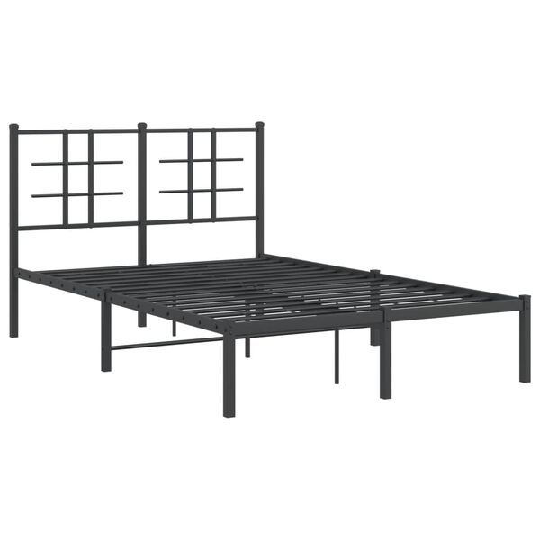 vidaXL Cadre de lit m&eacute;tal sans matelas avec t&ecirc;te de lit noir 120x200cm