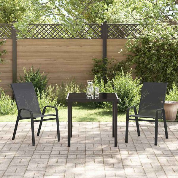 vidaXL Ensemble de salle &agrave; manger pour jardin 3 pcs Noir
