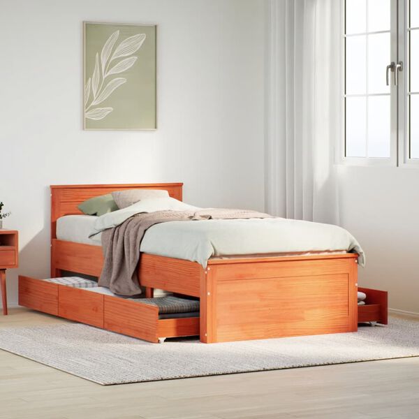 vidaXL Cadre de lit sans matelas avec t&ecirc;te de lit 100x200 cm bois pin