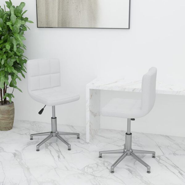 vidaXL Chaises pivotantes &agrave; manger lot de 2 blanc similicuir