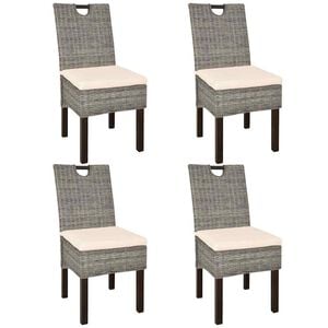 vidaXL Chaises &agrave; manger lot de 4 rotin Kubu bois de manguier