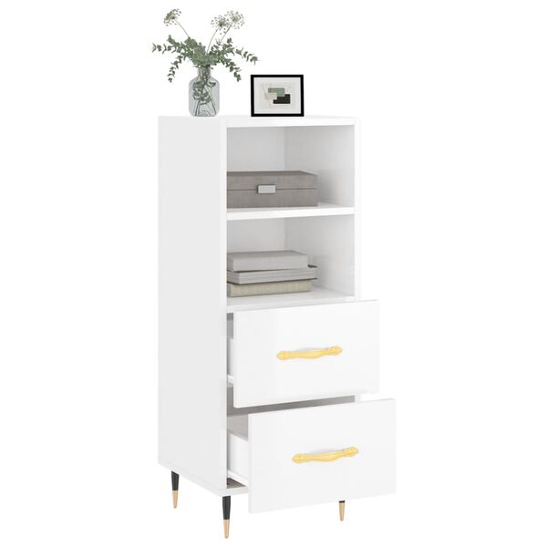vidaXL Buffet Blanc brillant 34,5x34x90 cm Bois d'ingénierie