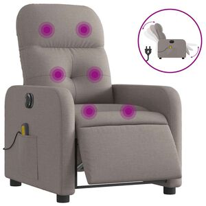 vidaXL Fauteuil de massage inclinable &eacute;lectrique Taupe Tissu