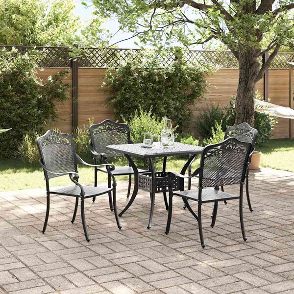 vidaXL Ensemble de tables de jardin 5 pcs Noir Aluminium coul&eacute;