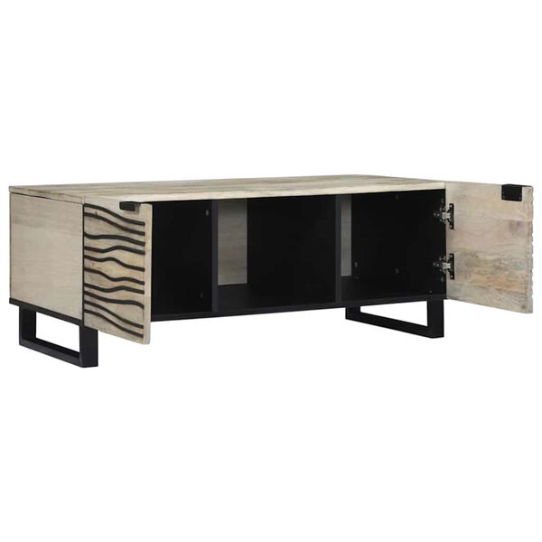 vidaXL Table basse Beige et Noir 100 x 54 x 40 cm Bois d'acacia massif