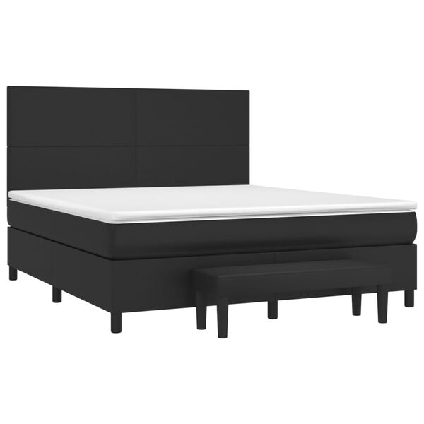 vidaXL Sommier &agrave; lattes de lit avec matelas Noir 180x200 cm Similicuir