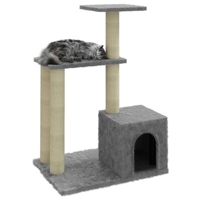 vidaXL Arbre à chat avec griffoirs en sisal Gris clair 71 cm