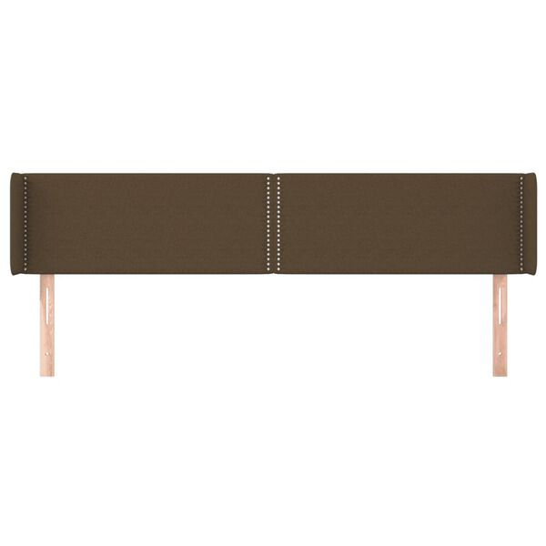 vidaXL T&ecirc;te de lit avec oreilles Marron Fonc&eacute; 163x16x78/88 cm Tissu