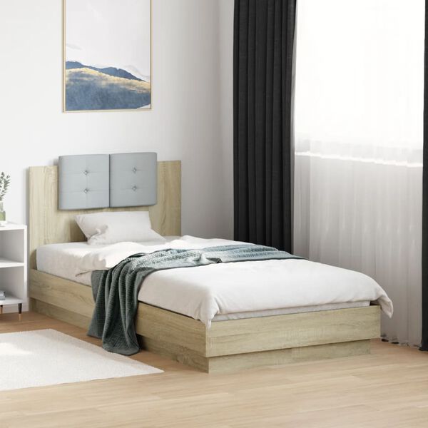 vidaXL Cadre de lit sans matelas ch&ecirc;ne sonoma 75x190 cm